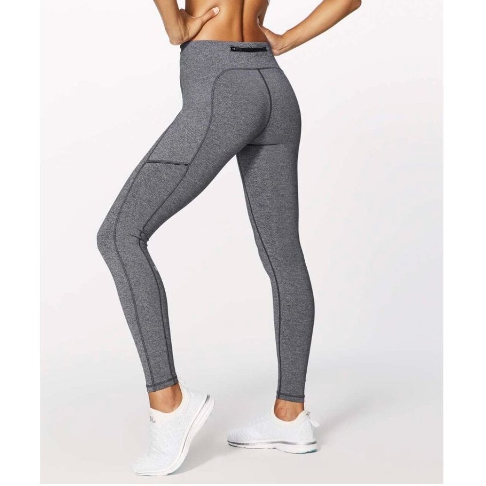 Lululemon Speed Up Tights Leggings 6 Heathered Black Grey Gym Training Yoga